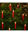 10-pak LED julelys inkl. fjernbetjening - Batteri, timerfunktion, trådløs, holder til juletræ