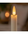 3-pak hvide LED stearinlys, flammeeffekt - Ø2,2cm, Højde: 24,5cm, kronelys, inkl. fjernb., timer, batteri