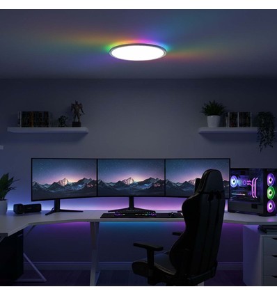 39W CCT loftlampe med RGBIC backlight - Ø30cm, Tuya, inkl. fjernbetjening