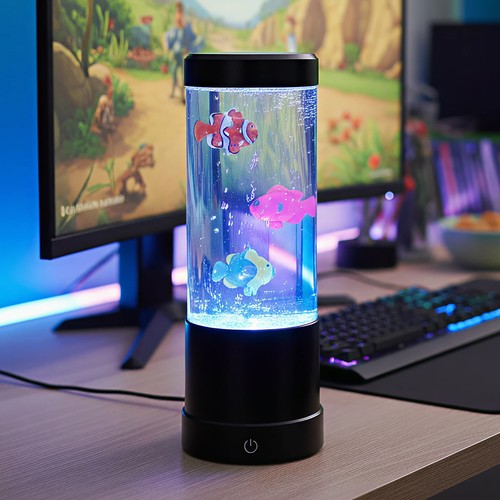 Fiskelampe RGB 23cm høj - Ø9 cm, perfekt til børn og barnlige sjæle