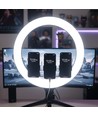 LED Ring light med stativ - 55W, Ø44cm, 3 telefonholdere, fjernbetjening, 3200K-5800K