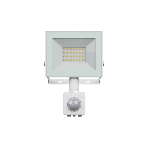 Noctis Lux projektør 20W - varm hvid, 230V, IP44, 116x174x53mm, hvid, med PIR sensor