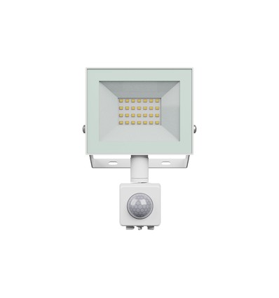 Noctis Lux projektør 20W - varm hvid, 230V, IP44, 116x174x53mm, hvid, med PIR sensor