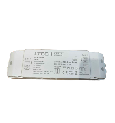 Outlet: 36W 1-10V dæmpbar 24V strømforsyning - Med 1-10V signal interface