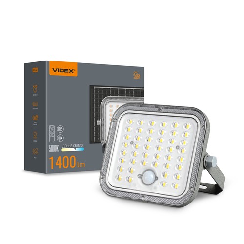 Led solcelleprojektør - med bevægelsessensor, 5000k