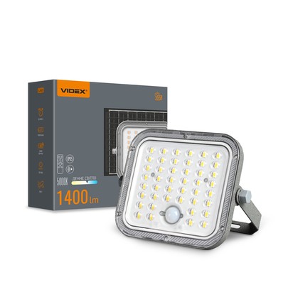 Led solcelleprojektør - med bevægelsessensor, 5000k