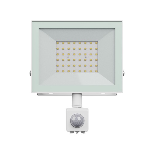 Noctis Lux 4 projektør 50W - neutral hvid, 230V, IP44, 176x221x53mm, hvid, med PIR sensor
