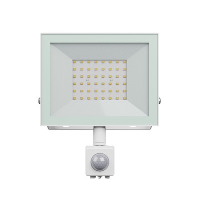 Noctis Lux 4 projektør 50W - neutral hvid, 230V, IP44, 176x221x53mm, hvid, med PIR sensor