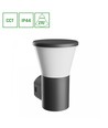 Stella væglampe 6W GU10 - rund, CCT, 230V, 270°, IP44, IK08, 155x160x230mm, sort, rund fasadelampe