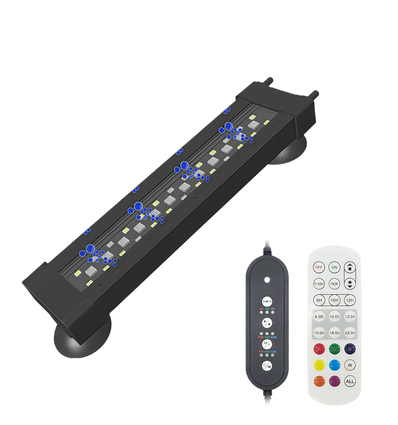 20cm akvarie armatur - 8W, kan bruges med luftpumpe, RGB+NW, IP68