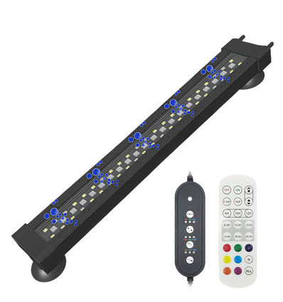 40 cm akvarie armatur - 12W, kan bruges med luftpumpe, RGB+NW, IP68