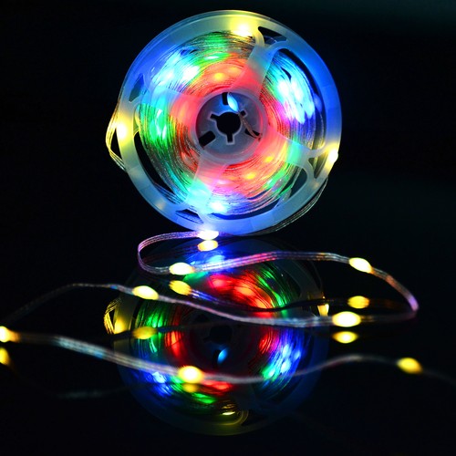 5 m. RGBIC LED lyskæde - 50 LED, klar ledning, fjernbetjening + bluetooth, 5V USB