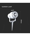 VT-857 havelampe 12W - 4000K, hvid, jordspyd