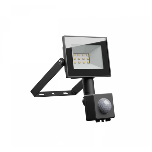 Noctis Lux lyskaster 10W - Varm hvid, 230V, IP44, 94x150x53mm, sort, PIR sensor