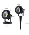 11W LED havelampe - Sort, med spyd, IP65, 12-24V