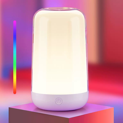 Opladelig RGB+CCT LED bord/natlampe - Hvid, touch dæmpbar, IP20 indendørs