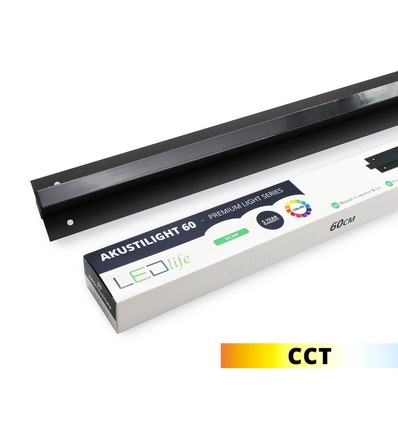 LED sort Troldtekt Skinne 60 cm, CCT - 19W, Akustilight, Planforsænket, 24V
