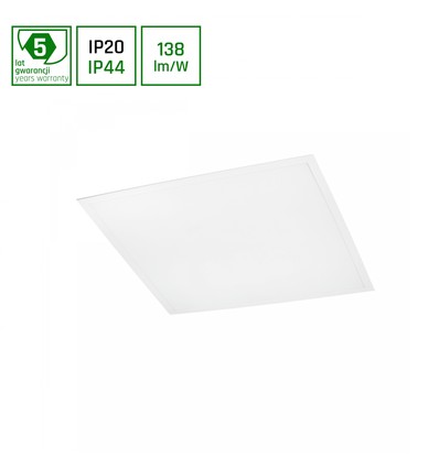 600x600 Algine panel 40W - bagbelyst, med Philips driver, neutral hvid, 230V, 120°, IP44, 26, hvid