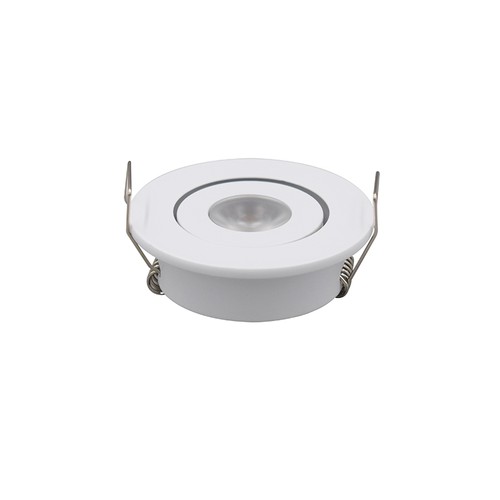1W indbygningsspot hvid - Hul: Ø4,2 cm, Mål: Ø5,2 cm, 2,2 cm høj, dæmpbar, 12V/24V
