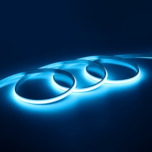 5m 9W/m Lyseblå Dot-free COB-LED strip - 24V DC, IP20, 240 LED/m, 5 års garanti