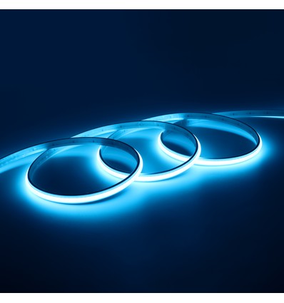 5m 9W/m Lyseblå Dot-free COB-LED strip - IP20, 240 LED pr. meter, 24V, COB LED