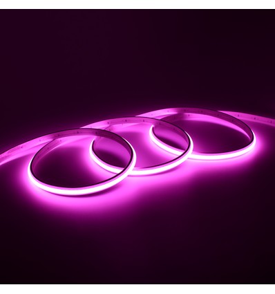 5m 9W/m Rosa Dot-free COB-LED strip - 24V DC, IP67, 240 LED/m, 5 års garanti