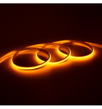 5m 9W/m Gul Dot-free COB-LED strip - 24V DC, IP20, 240 LED/m, 5 års garanti