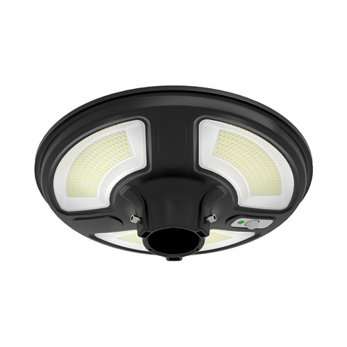 10W Solara LED havelampe med sensor - IP65, 1500lm, sort, rund, inkl. fjernbetjening og timer