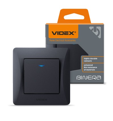 Afbryder - 1-polet med LED-bagbelysning, sort