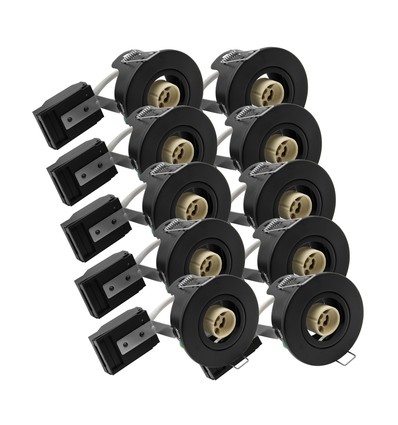 10 stk. GU10 indbygningsspot - Sort, IP20