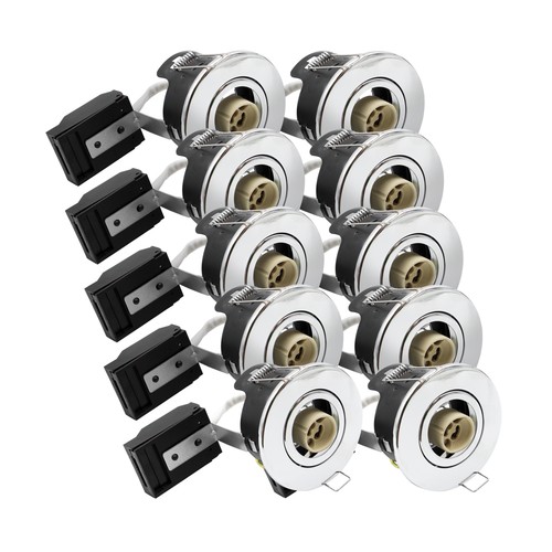 10 stk. GU10 indbygningsspot - Børstet stål, IP20