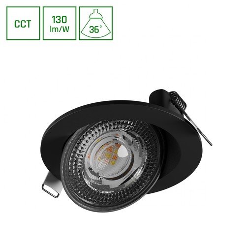 Ø105x35 mm Mobilo loftslampe 6,5W - LED, CCT, 230V, 36°, IP20, sort, rund