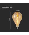 E27 4W LED spiral filament pære - A160, Amber glas, 2700K, 250lm
