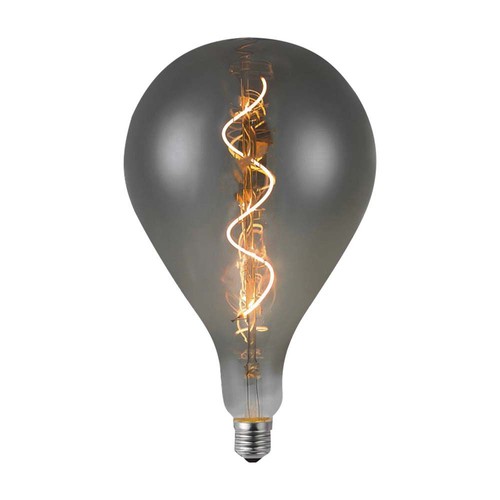 E27 4W LED filament spiralpære - A160, smoky glas, varm hvid