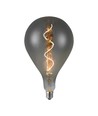 E27 4W LED filament spiralpære - A160, smoky glas, varm hvid