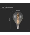 E27 4W LED filament spiralpære - A160, smoky glas, varm hvid