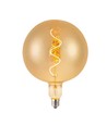 E27 4W LED filament spiralpære - G200 globe, amber glas, varm hvid, 250lm
