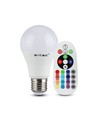 V-Tac 6W RGB LED pære - Med RF fjernbetjening, E27