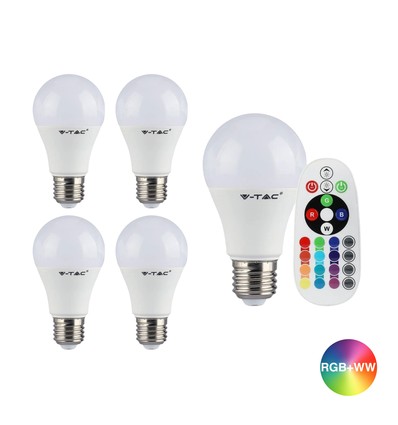 V-Tac 6W RGB LED pære - Med RF fjernbetjening, E27