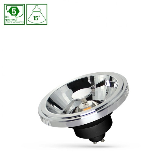 Ar111 LED 12W GU10 - 230V, cob, 15°, neutral hvid, sort, Spectrum