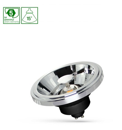 Ar111 LED 12W GU10 - 230V, cob, 15°, neutral hvid, sort, Spectrum