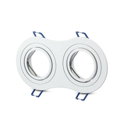 GU10 dobbelt indbygningsspot - Rund, hvid, aluminium, IP20, Hul: 155x75 mm, Mål: 173x91 mm