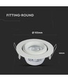 GU10 indbygningsspot med 30° vipbar ring - Rund, hvid, aluminium, hul: Ø9,3 cm, mål: Ø10,2 cm, IP20 indendørs
