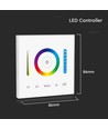 3-i-1 vægcontroller til RGB / RGBW / RGB+CCT - 12V-24V, RF 2.4GHz, 86x86mm, hvid, touch panel