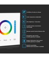 3-i-1 vægcontroller til RGB / RGBW / RGB+CCT - 12V-24V, RF 2.4GHz, 86x86mm, hvid, touch panel