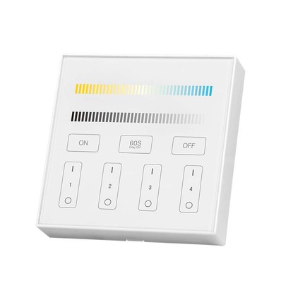 4-zone WiFi/WLAN touch panel til LED strips - 12V/24V, hvid, 86x86mm, til single color og CCT