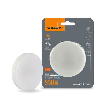 GX53 10W dæmpbar LED pære - 1000lm, 4000K, 140 grader