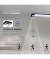 60cm 2,5W LED skabslampe med sensor - Sort, 3000K, genopladelig, PIR sensor, 5V USB