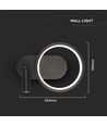 250x100x180mm VT-7906 væglampe 14W - LED, metal lampeskærm, 3000K, sort