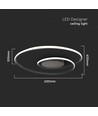 60cm 48W dæmpbar LED designer loftslampe - 5150lm, TRIAC dæmpbar, sort kant, Ø60cm, 4000K
